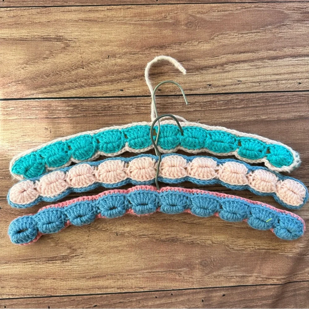 Vintage handmade crochet clothing hangers - 4 pack
